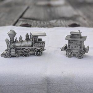 Walt Disney Railroad WDRR Pewter Train Engine and Caboose Set of 2